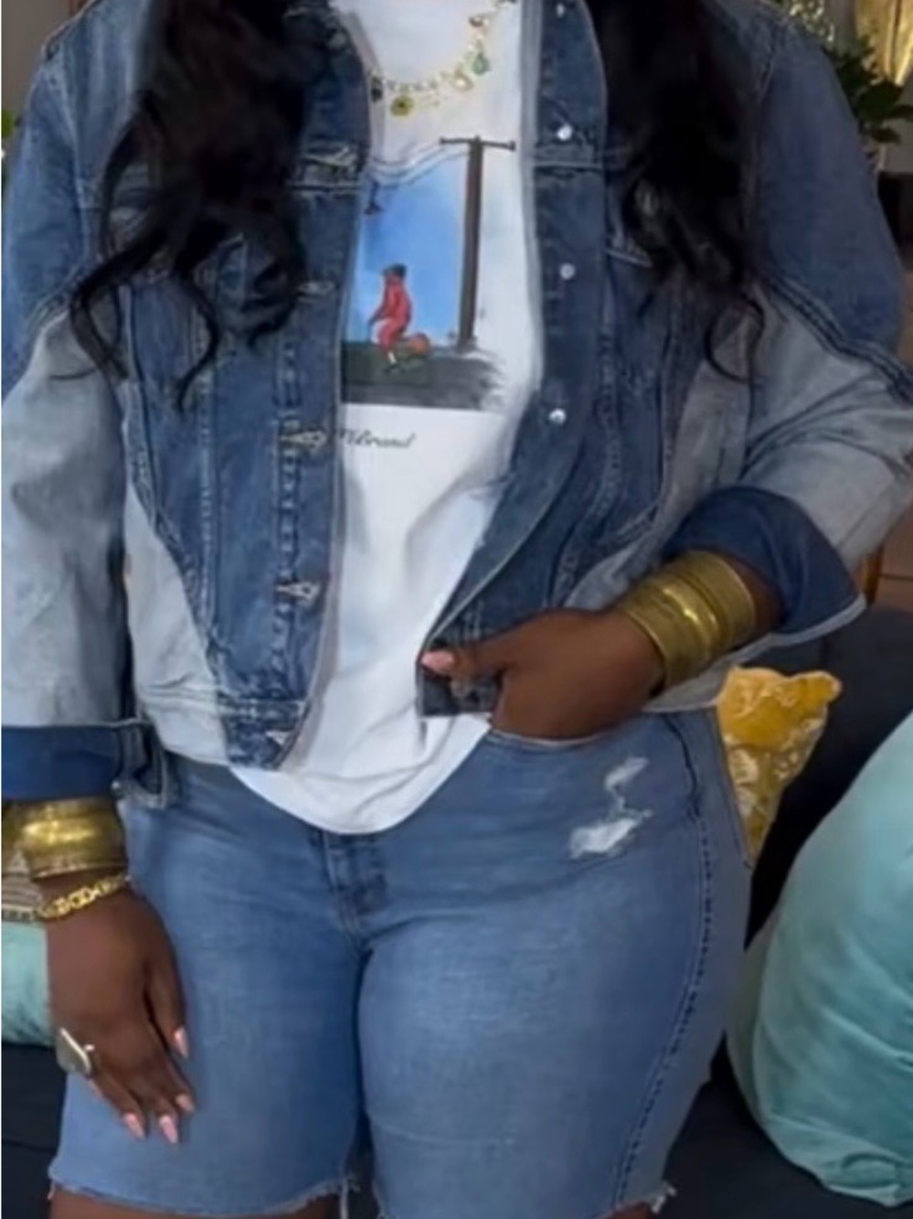 GAP Two-Tone Blue Boyfriend Denim Jacket